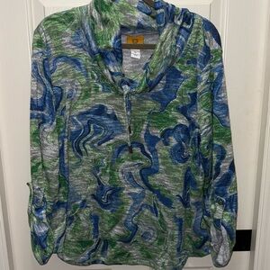 Ruby Rd. Green and Blue Patterned Hoodie